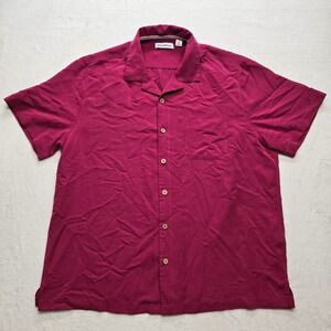 Caribbean Camp Shirt Resort Button Up Short Sleeve Red XL‎ Mens